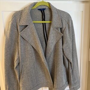 WOMENS BLACK/GRAY HERRINGBONE KNIT JACKET W/POCKETS SIZE XXL